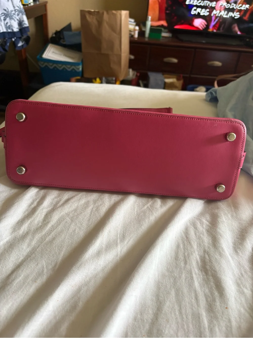 Coach Brown Signature Satchel with Pink Trim